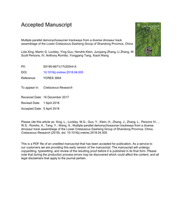 Multiple Parallel Deinonychosaurian Trackways from a Diverse Dinosaur Track Assemblage of the Lower Cretaceous Dasheng Group of Shandong Province, China