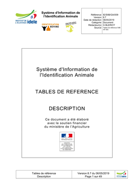 Tables De Référence Du SIIA