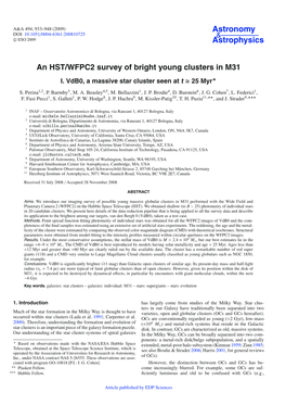 An HST/WFPC2 Survey of Bright Young Clusters in M31 I