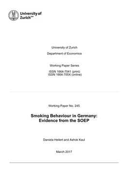 Smoking Behaviour in Germany: Evidence from the SOEP