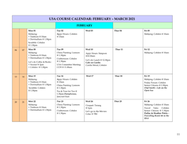 U3a Course Calendar: February � March 2021