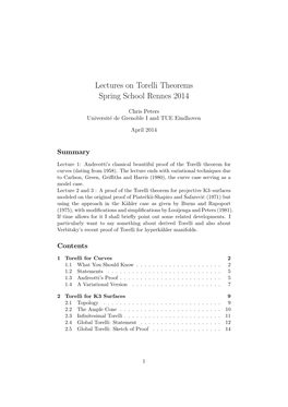 Lectures on Torelli Theorems Spring School Rennes 2014