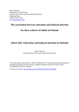 The Association Between Education and Induced Abortion
