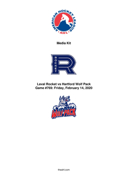 Media Kit Laval Rocket Vs Hartford Wolf Pack Game #769: Friday