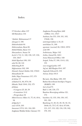 17 October Affair 157 426 Battalion 156 'Abduh, Muhammad 17 Abangan 5, 186 Abdoelwahab 84 Abdoessalam, Kiyai 86 Abdul Halim, K