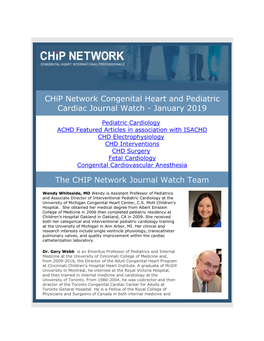 Chip Network Congenital Heart and Pediatric Cardiac Journal Watch - January 2019