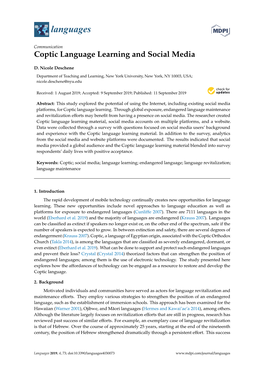 Coptic Language Learning and Social Media