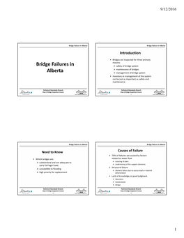 Bridge Failures in Alberta Bridge Failures in Alberta