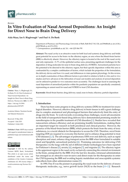 In Vitro Evaluation of Nasal Aerosol Depositions: an Insight for Direct Nose to Brain Drug Delivery