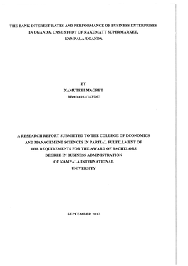 The Bank Interest Rates and Performance of Business Enterprises in Uganda