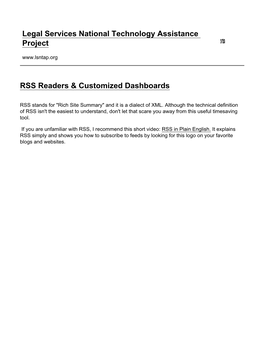 RSS Readers & Customized Dashboards