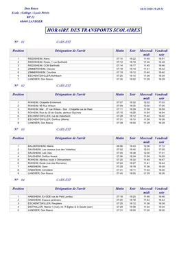 Horaire Des Transports Scolaires