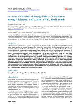 Patterns of Caffeinated Energy Drinks Consumption Among Adolescents and Adults in Hail, Saudi Arabia