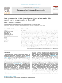 Do Responses to the COVID-19 Pandemic Anticipate a Long-Lasting Shift Towards Peer-To-Peer Production Or Degrowth?