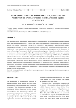 Ontogenetic Aspects of Morphology, Size, Structure and Production of Spermatophores in Ommastrephid Squids: an Overview