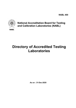 (NABL) Directory of Accredited Testing Laboratories
