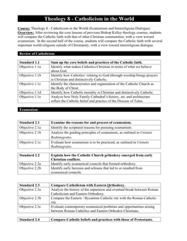 Theology 8 - Catholicism in the World