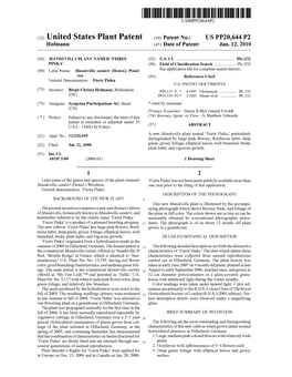 (12) United States Plant Patent (10) Patent No.: US PP20,644 P2 Hofmann (45) Date of Patent: Jan