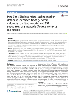 A Microsatellite Marker Database Identified from Genomic, Chloroplast