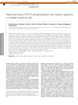 Atiprimod Blocks STAT3 Phosphorylation and Induces Apoptosis in Multiple Myeloma Cells