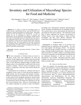 Inventory and Utilization of Macrofungi Species for Food and Medicine