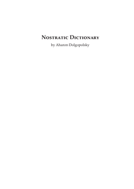 Nostratic Dictionary by Aharon Dolgopolsky  Foreword