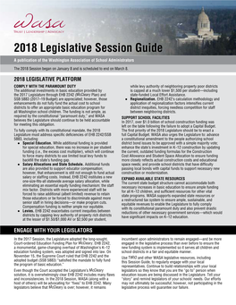 2018 Legislative Session Guide a Publication of the Washington Association of School Administrators