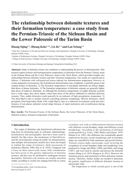 The Relationship Between Dolomite Textures and Their Formation