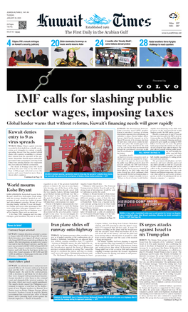 IMF Calls for Slashing Public Sector Wages, Imposing Taxes Global Lender Warns That Without Reforms, Kuwait’S Financing Needs Will Grow Rapidly