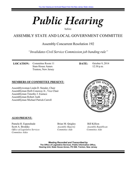 Public Hearing Before