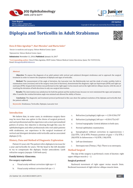 Diplopia and Torticollis in Adult Strabismus