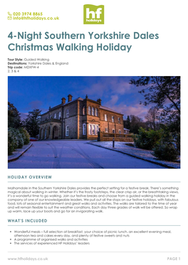 4-Night Southern Yorkshire Dales Christmas Walking Holiday