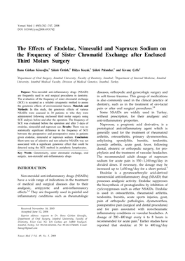 The Effects of Etodolac, Nimesulid and Naproxen Sodium on the Frequency of Sister Chromatid Exchange After Enclused Third Molars Surgery