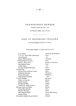 Non-Resident Member, List of Honorary Fellows