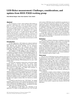 LED Flicker Measurement: Challenges, Considerations, and Updates from IEEE P2020 Working Group