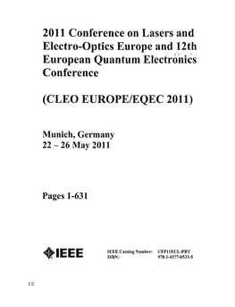 2011 Conference on Lasers and Electro-Optics Europe and 12Th European Quantum Electronics Conference