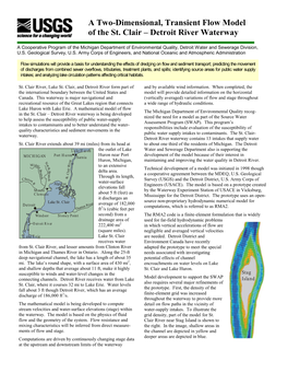 A Two-Dimensional, Transient Flow Model of the St. Clair – Detroit River Waterway