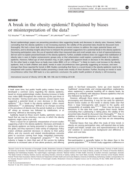 A Break in the Obesity Epidemic? Explained by Biases Or Misinterpretation of the Data?