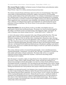 The Ancient Theatre Archive Project – Project Description – Thomas Hines - 8/19/09 – Page 1