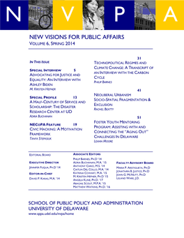 New Visions for Public Affairs Volume 6, Spring 2014