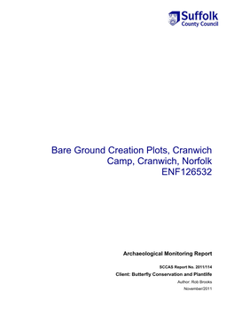 Bare Ground Creation Plots, Cranwich Camp, Cranwich, Norfolk ENF126532