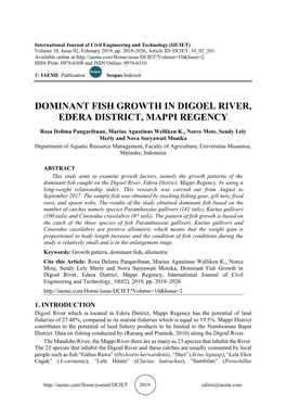 Dominant Fish Growth in Digoel River, Edera District, Mappi Regency