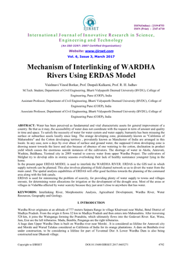 Mechanism of Interlinking of WARDHA Rivers Using ERDAS Model