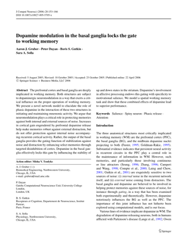 Dopamine Modulation in the Basal Ganglia Locks the Gate to Working Memory