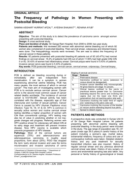 The Frequency of Pathology in Women Presenting with Postcoital Bleeding