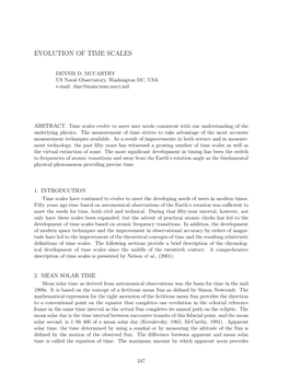 Mccarthy D. D.: Evolution of Time Scales