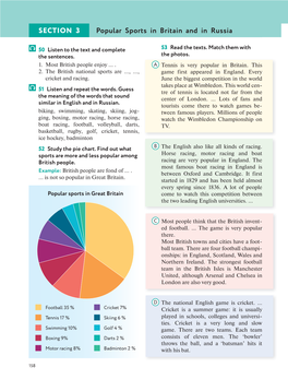 SECTION 3 Popular Sports in Britain and in Russia