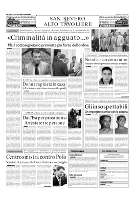 «Criminalità in Agguato...»