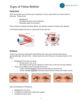 Types of Vision Deficits