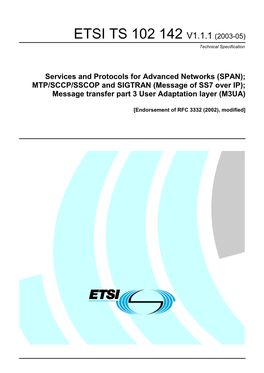 MTP/SCCP/SSCOP and SIGTRAN (Message of SS7 Over IP); Message Transfer Part 3 User Adaptation Layer (M3UA)